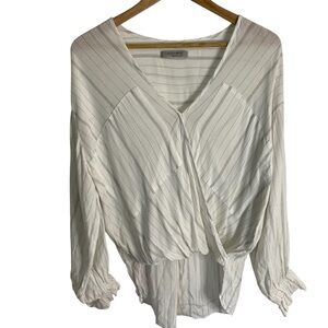 All Saints Penny-Striped Blouse Size Small asymmetric coastal chic designer